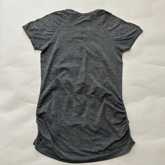 Athleta Speed Light Heathered Tee sz S Gray Ruched Sides Short Sleeve Fitted Gym - Picture 5 of 9